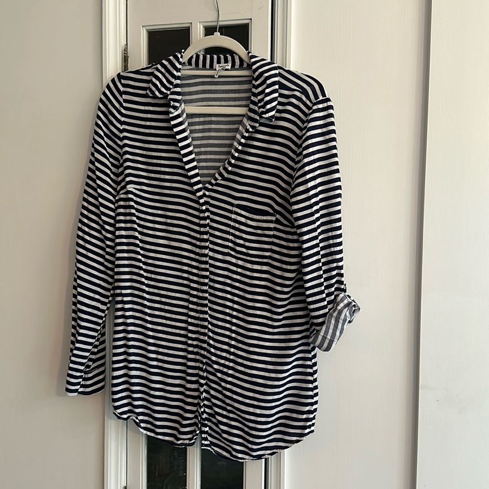 Splendid navy and white striped blouse
